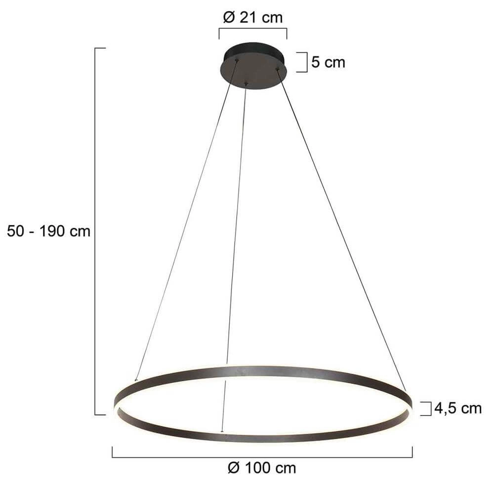 Design hanglamp Ringlux zwart Ø 100cm Steinhauer 8712746171686