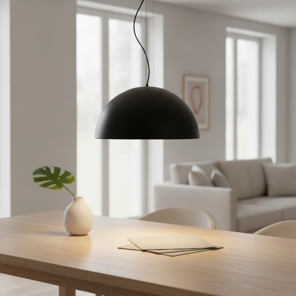 Strakke hanglamp Tholos zwart Ø 60cm