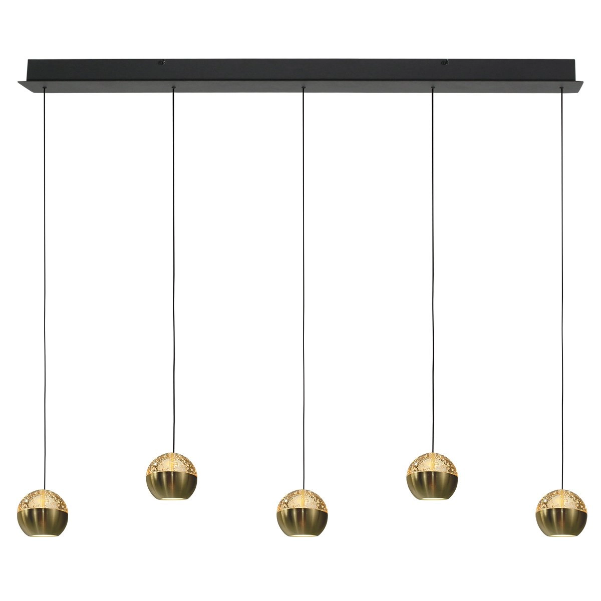 5-licht eettafel hanglamp Belluno led - messing goud met glas Steinhauer 8712746183894