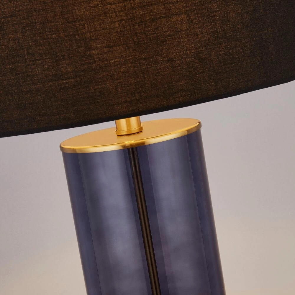 Schemerlamp Tablu blauw/goud met zwarte kap Searchlight 5053423248608