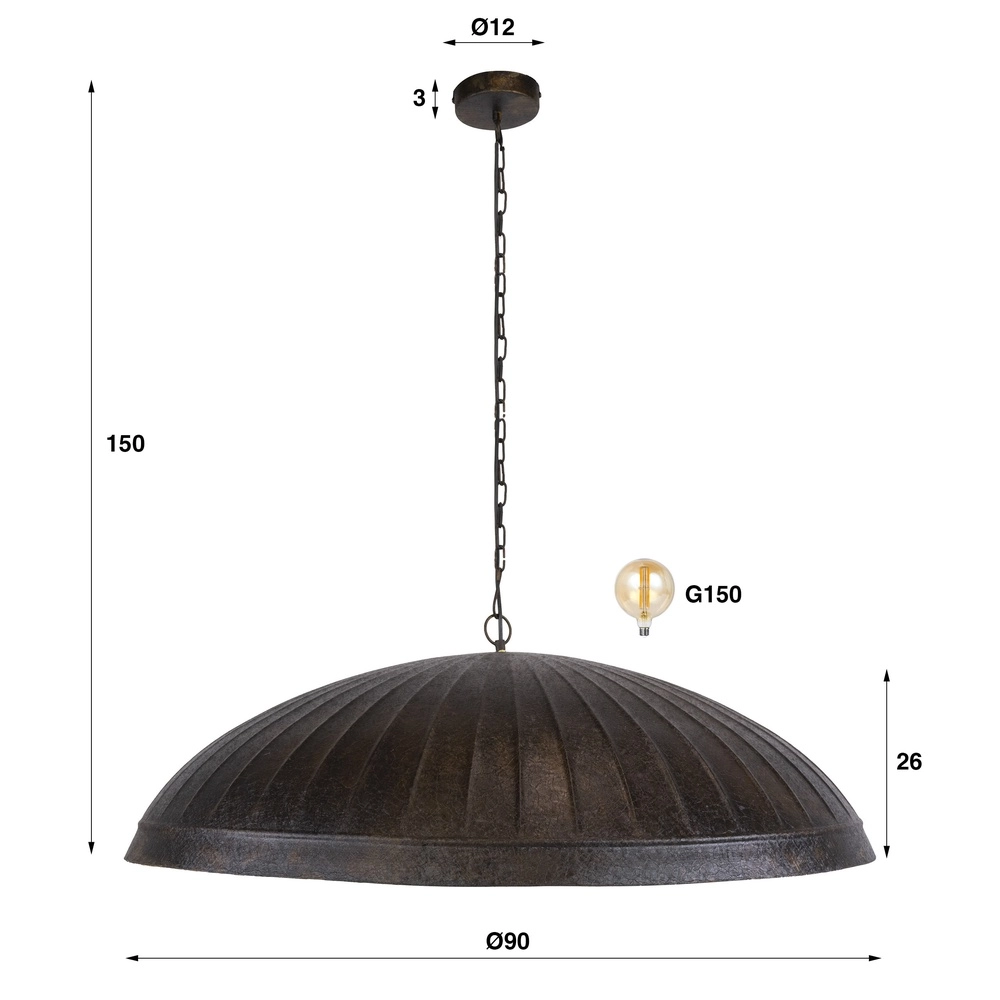Industriële kantoor lamp Guard Ø 90cm - smoked bruin Lyora 8716803511514