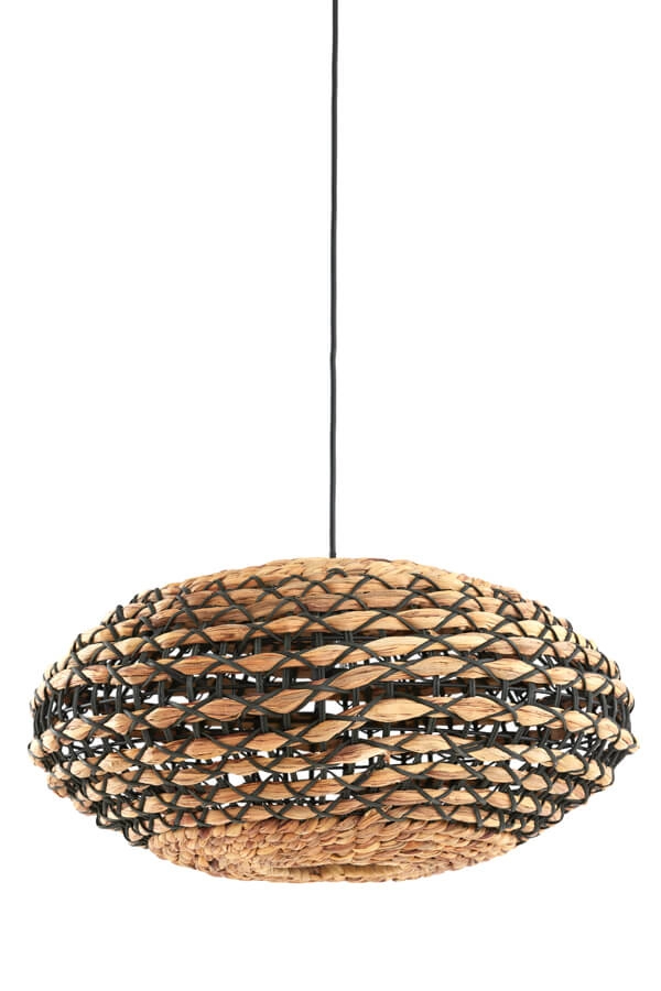 Gevlochten hanglamp Tripoli met zwart Ø 50cm Light & Living 8717807709440