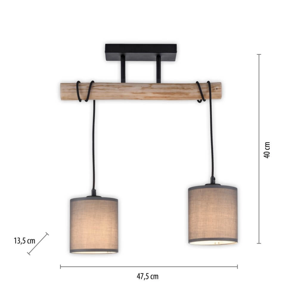 Landelijke plafondlamp Green Tribu taupe Just Light 4043689995164