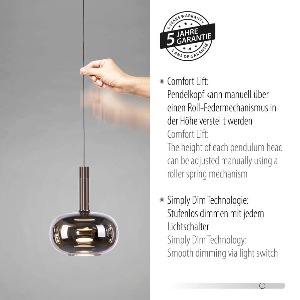 Vrolijke hanglamp Irides 3-lichts recht Paul Neuhaus 4012248383667