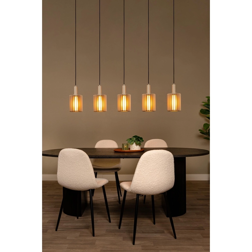 5-lichts hanglamp Lambres recht taupe Lucide 5411212452979