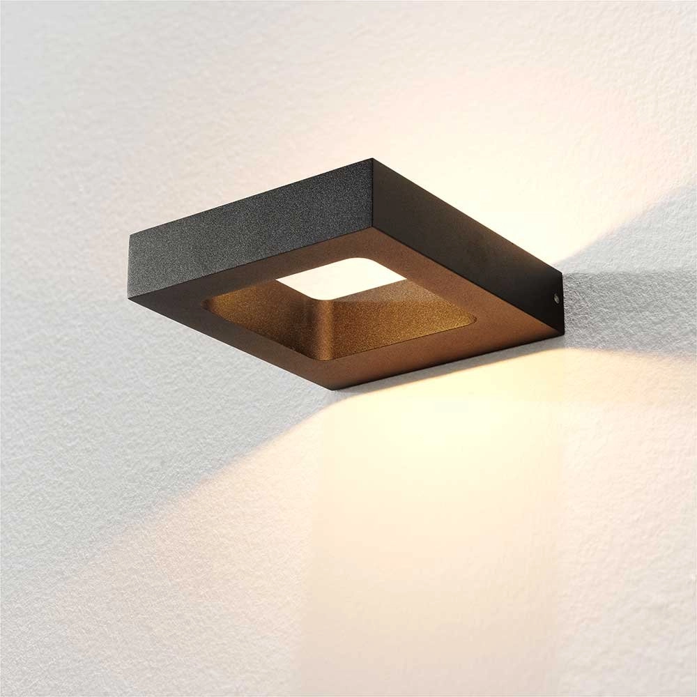 Buitenlamp up down Carre 13cm - zwart