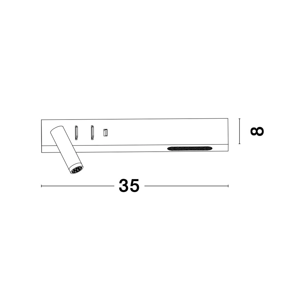 Bedlampje Vida links zwart met usb Lyora 5212017427847