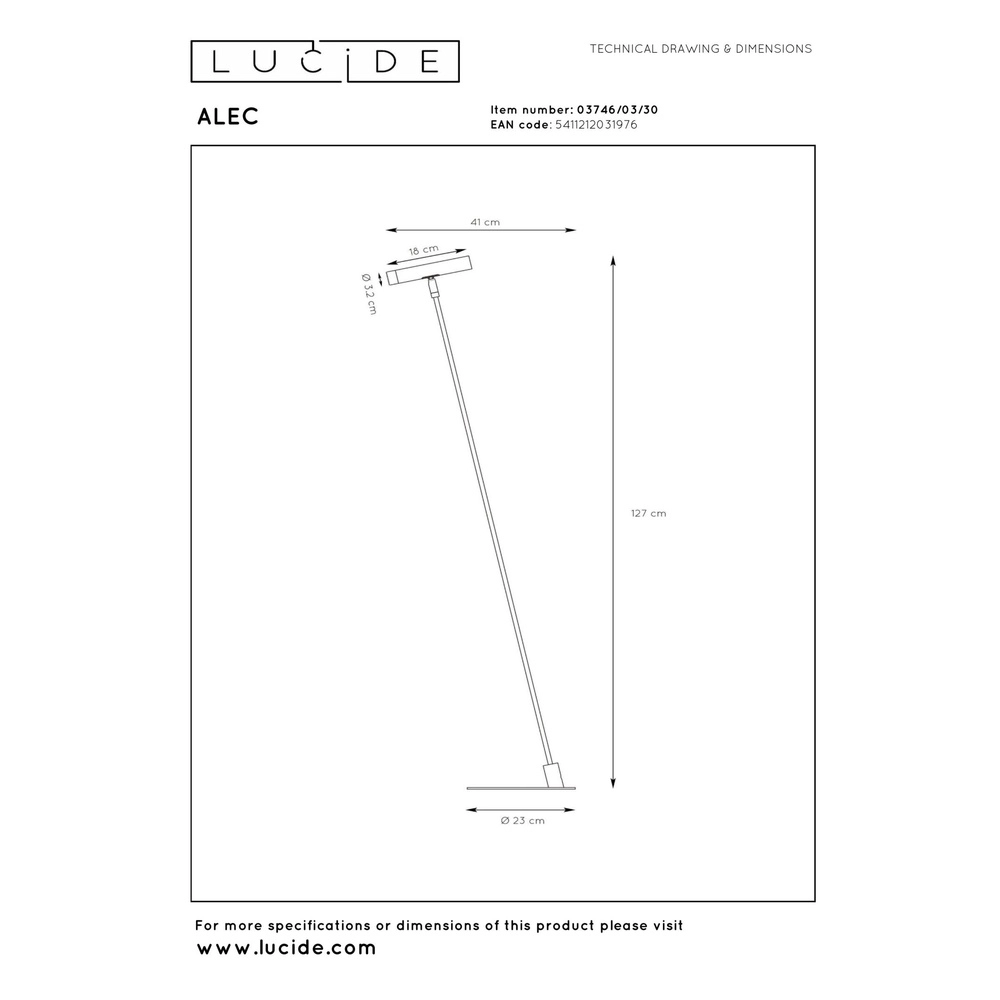 Vloerlamp Alec design zwart Lucide 5411212031976
