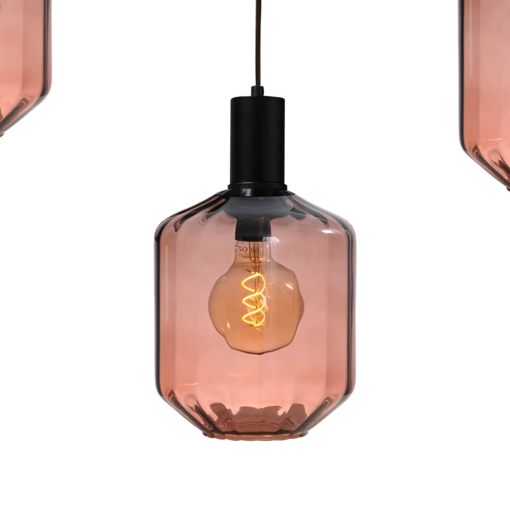 5-lichts hanglamp - zwart - Porto met Jagger red glazen - Ø 24cm Masterlight 8718121270265