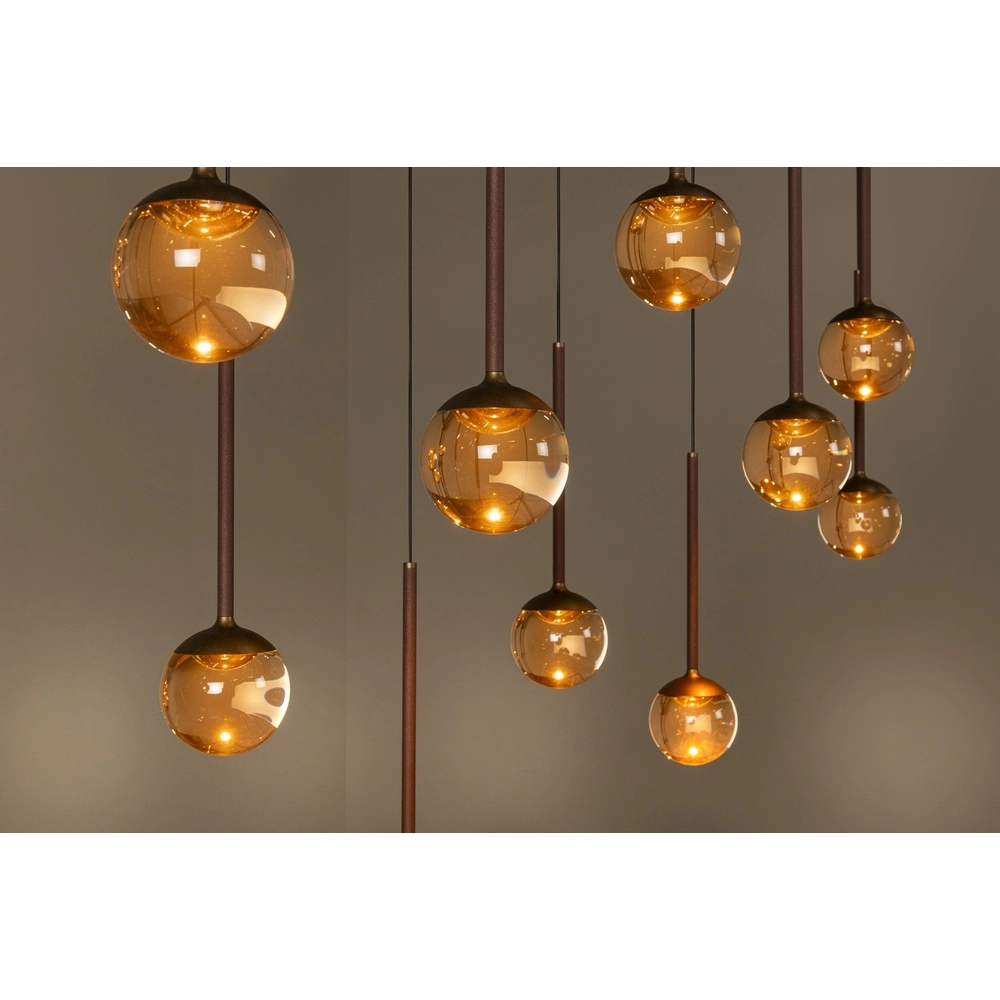 Ovale hanglamp Calina 12-lichts met amber bollen Premium by Lucide 5411212242068