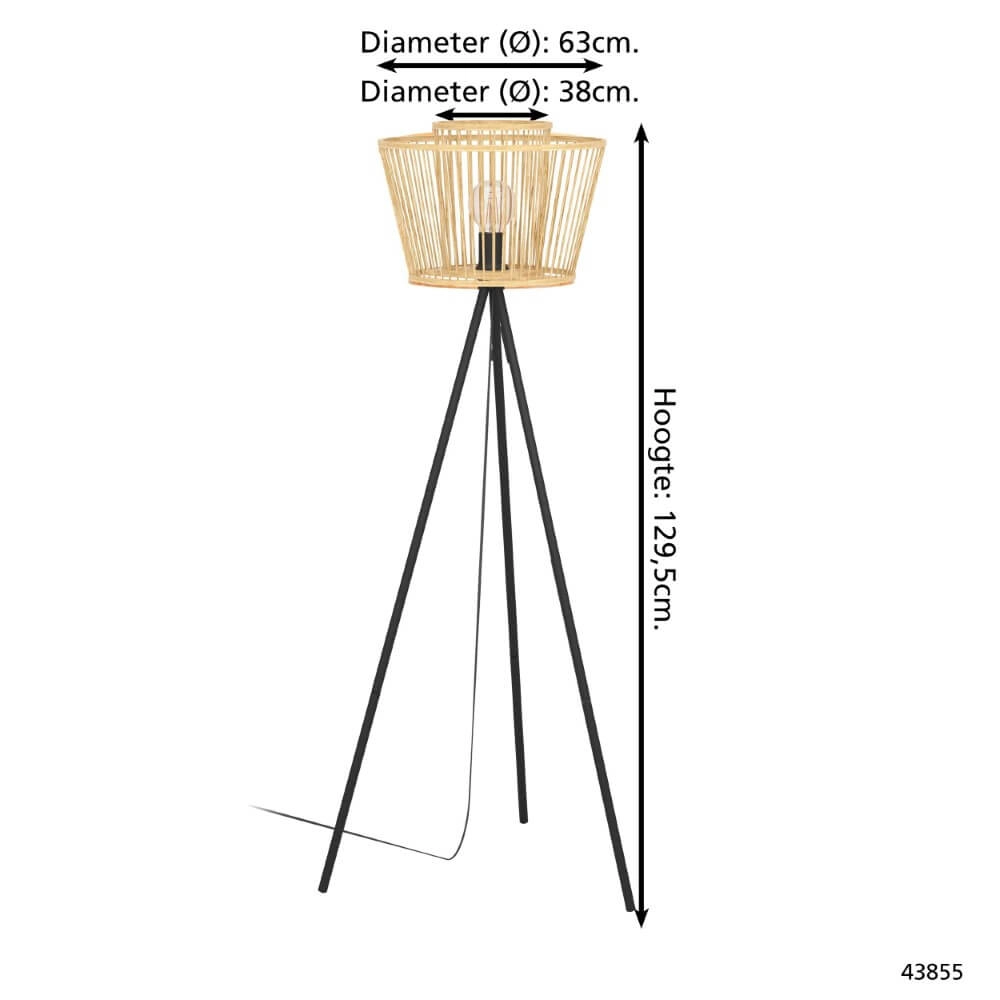 Houten vloerlamp Hykeham 129,5cm hoog Eglo 9002759438555