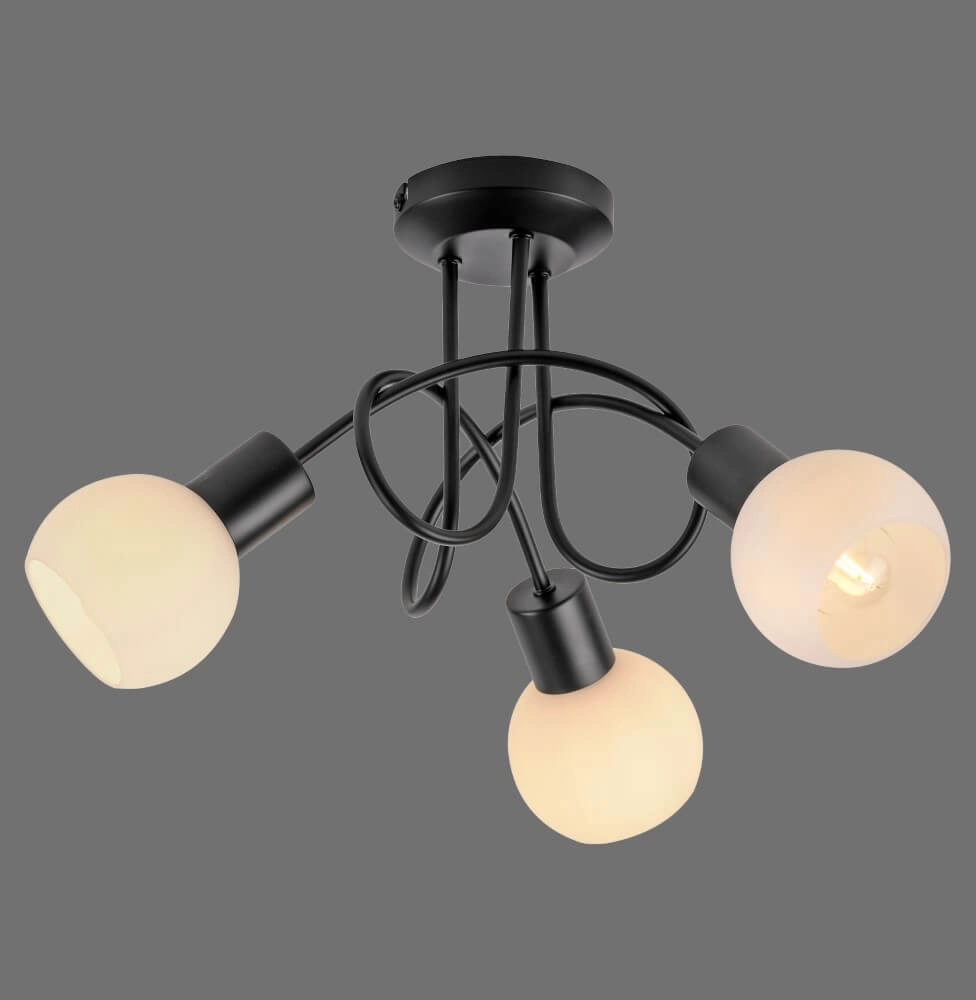 Zwarte plafondlamp Loki 3-lichts krul Just Light 4043689000783
