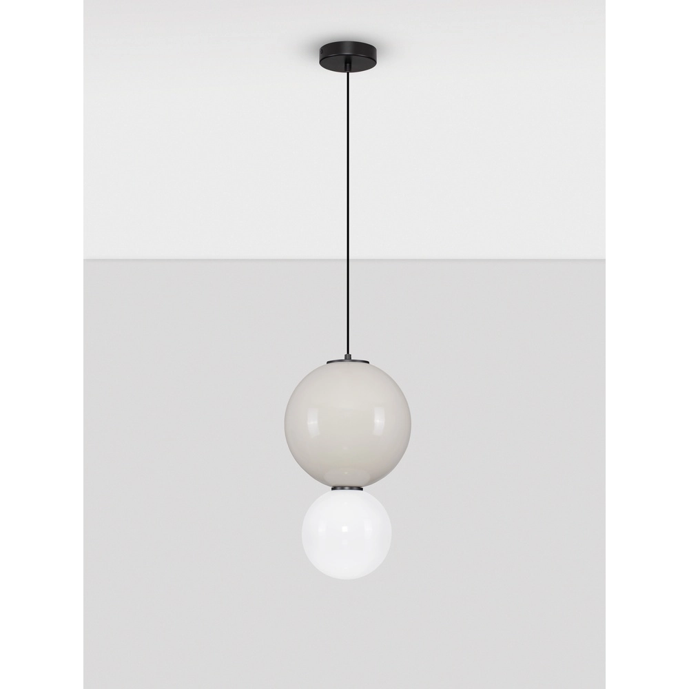 Pendant lamp Noesis Ø 25cm light grey with white Lyora 5212017483614