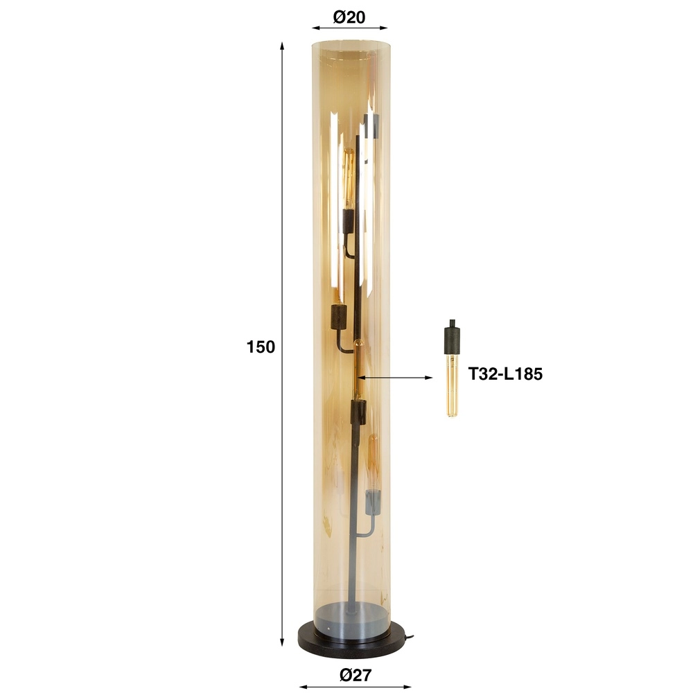 Glazen vloerlamp Tube 150cm Lyora 8716803511767
