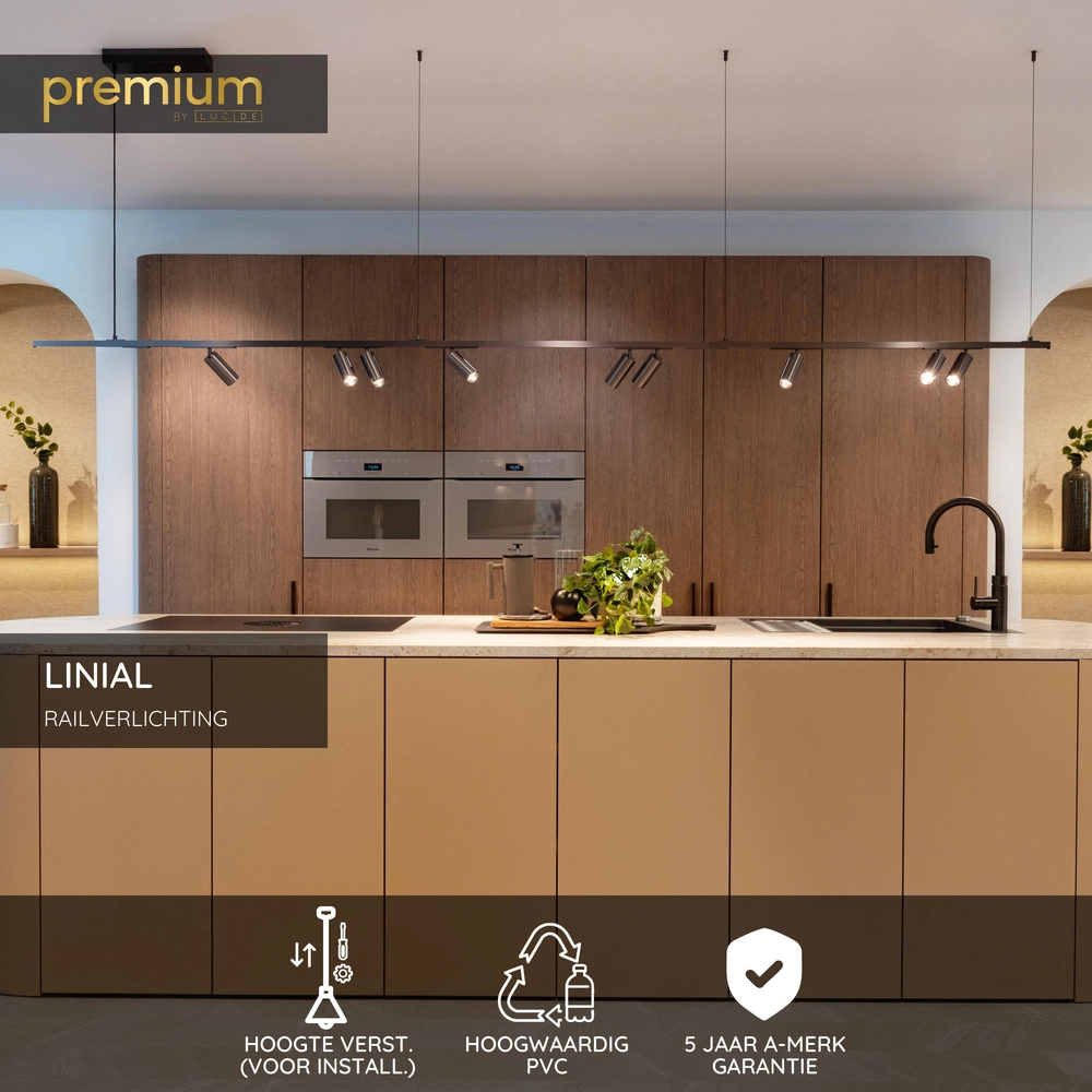 Ophangkabel voor 1-fase rail Linial mat zwart chroom Premium by Lucide 5411212552525