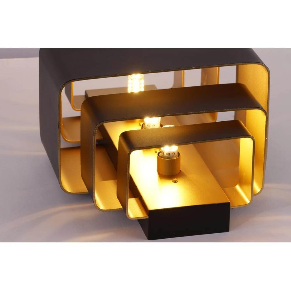 Design wandlamp Layers zwart met gouden binnenkant Artdelight 8720701101500