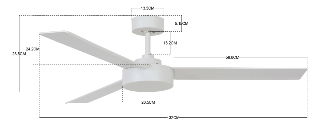 Strakke witte ventilator Lagoon Ø 132cm IP55 Beacon 9333509136491