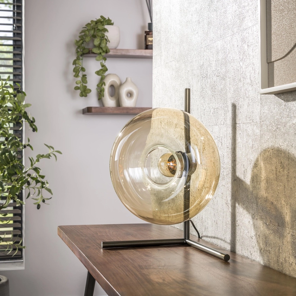 Glazen tafellamp Soll Ø 27cm - amber glas Lyora 8716803510906