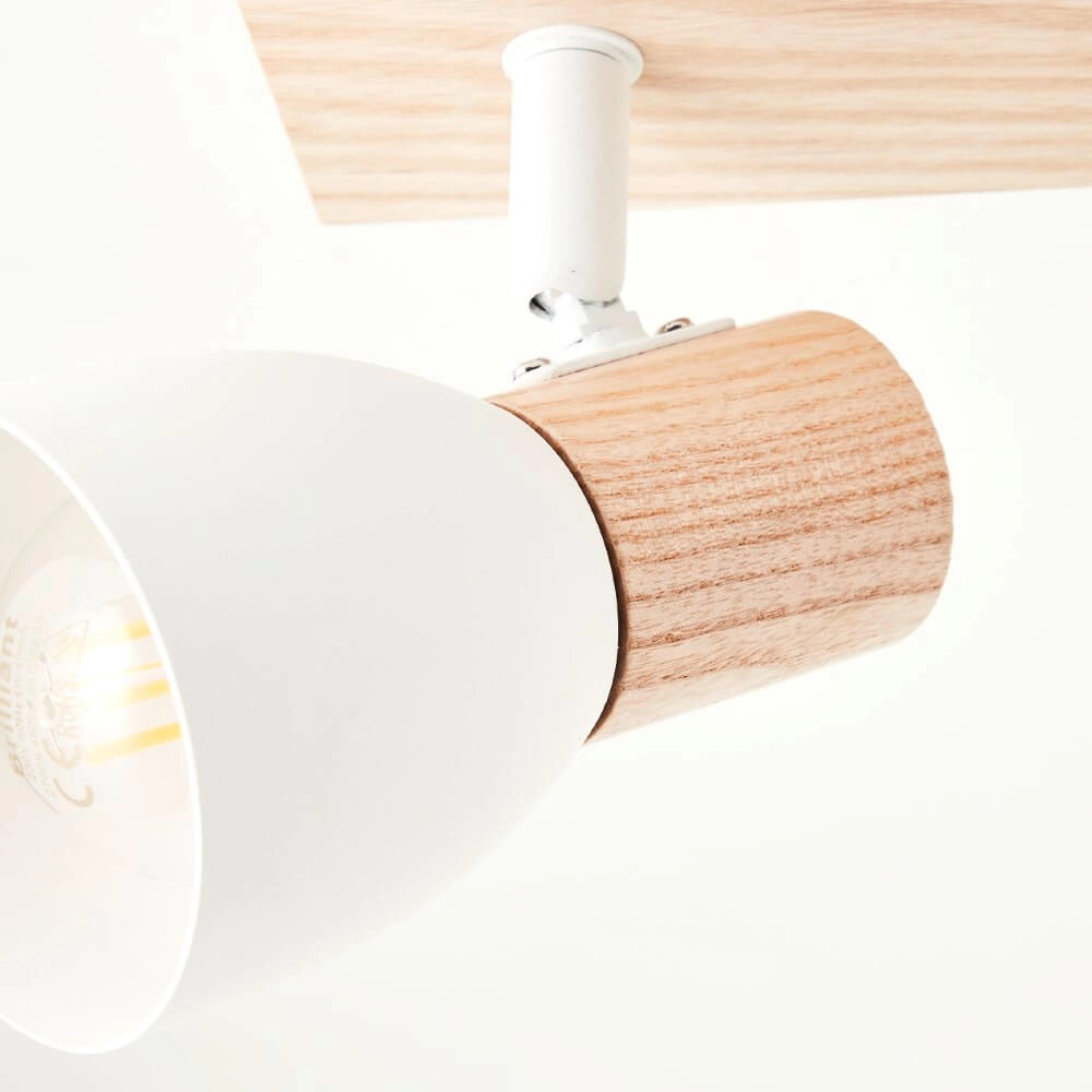 Plafondlamp Daintree 4-lichts wit met hout Brilliant 4004353413452