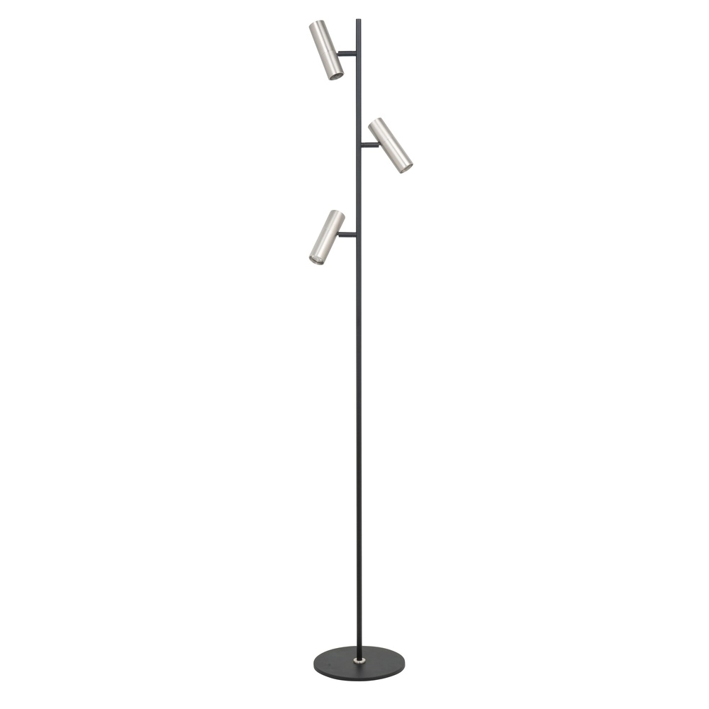 Vloerlamp Trend 3-lichts zwart met nikkel