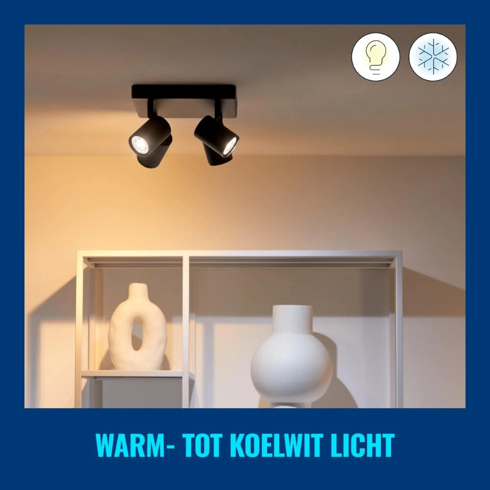 4-lichts opbouwspot Imageo smart - zwart WiZ 8719514554573