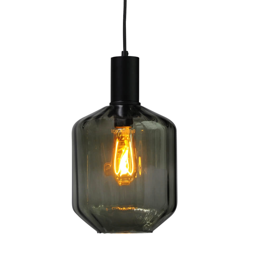 3-lichts hanglamp - zwart - Porto met verschillende glazen Masterlight 8718121270104