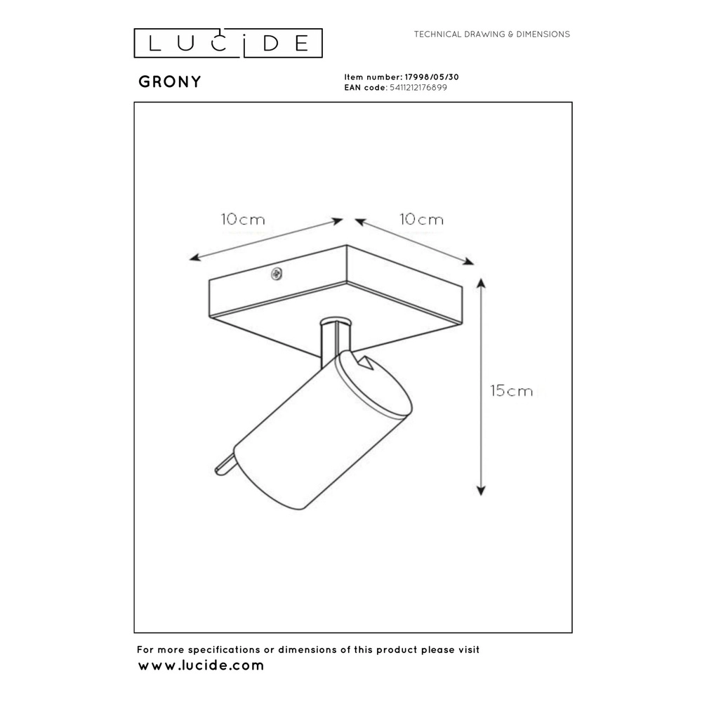 Plafondlamp Grony zwart Lucide 5411212176899