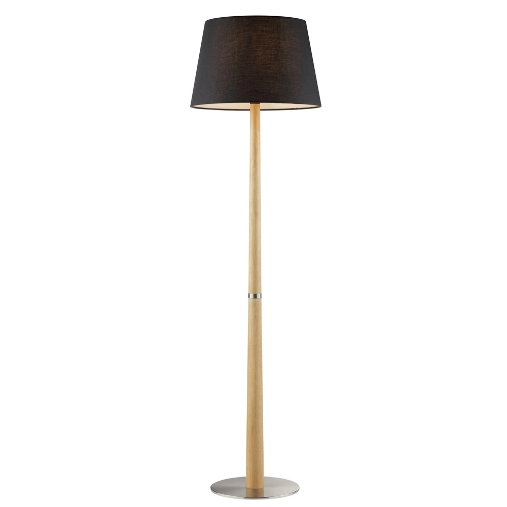 Vloerlamp Timber hout met zwarte kap