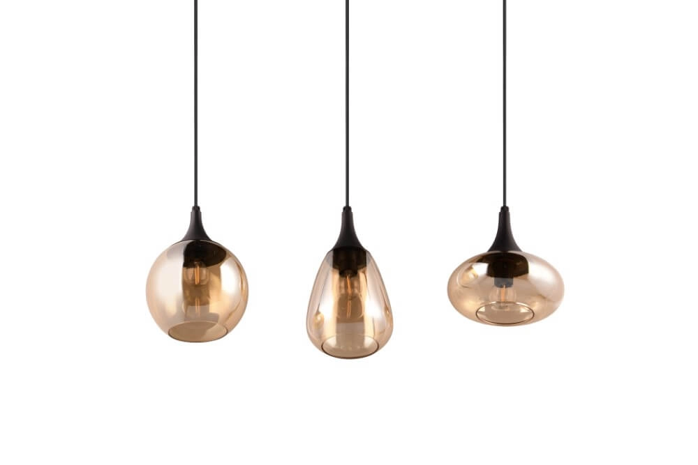 3-lichts hanglamp Lumina met amber glas Trio 4017807597080