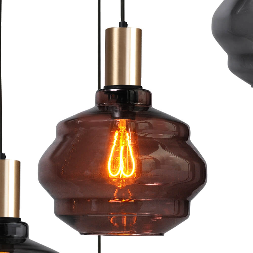 5-lichts vide hanglamp - goud - Porto met Ball glazen Masterlight 8718121271262