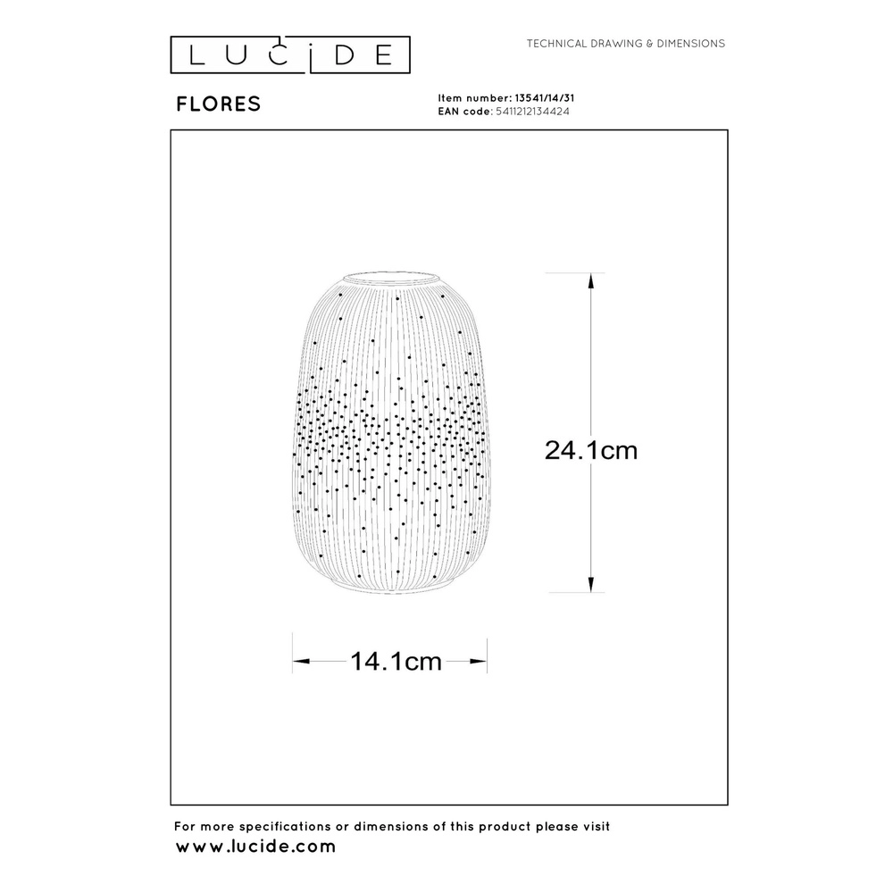 Tafellampje Flores Ø 14cm wit Lucide 5411212134424