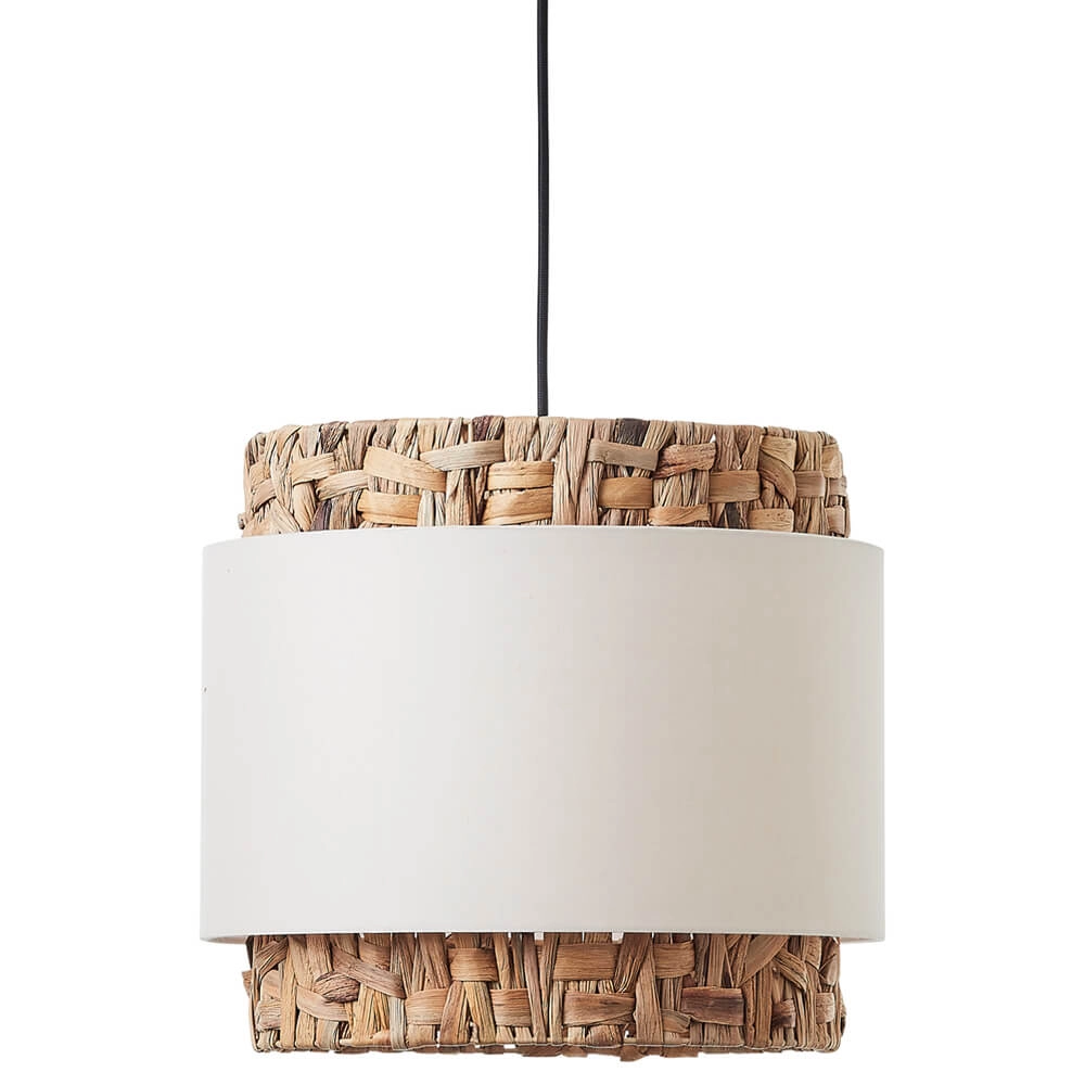 Hanglamp Waterlilly rotan met witte stof