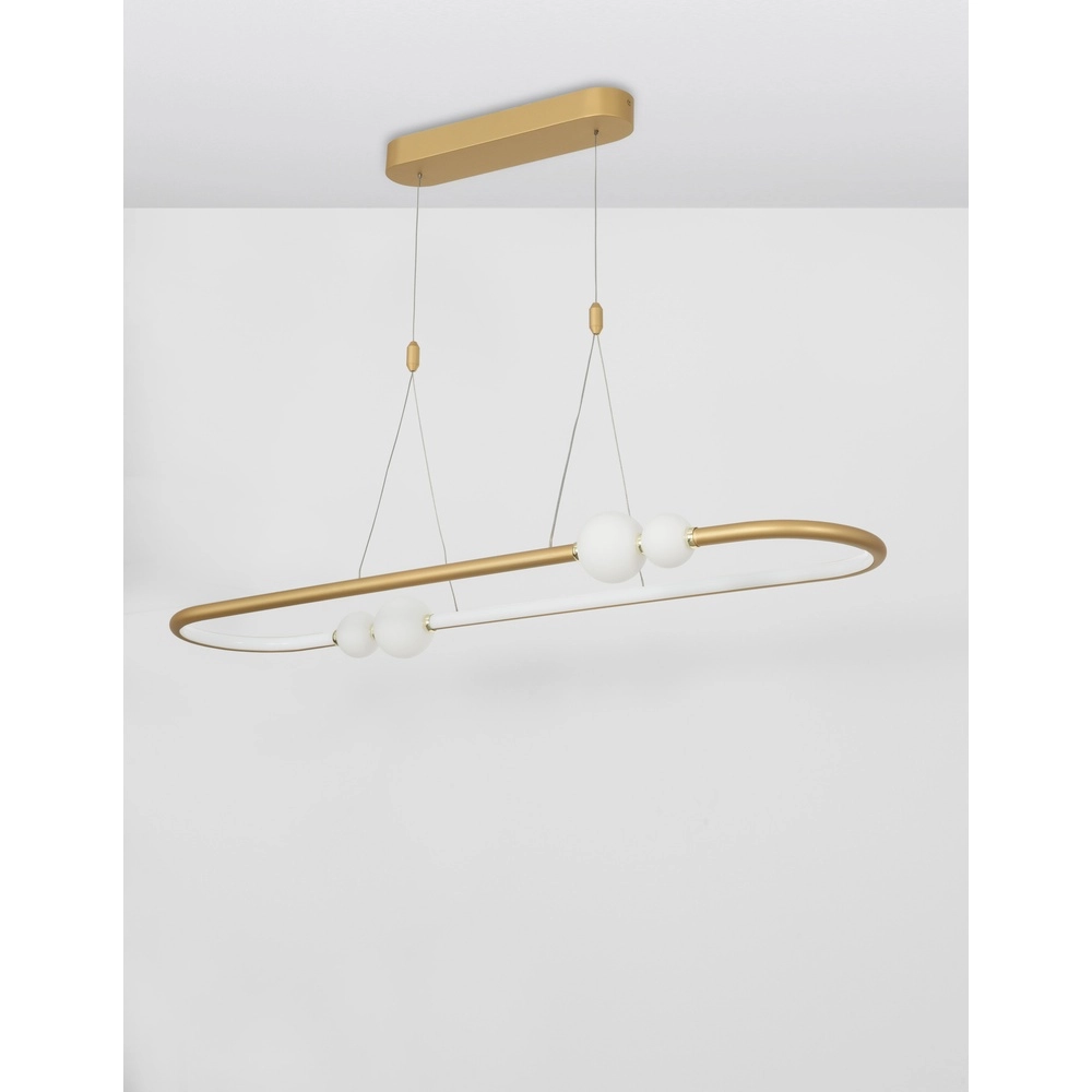 Hanglamp Celia goud met wit ovaal Lyora 5212017429346