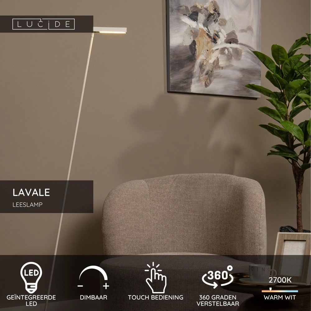Design leeslamp Lavale wit Lucide 5411212441669
