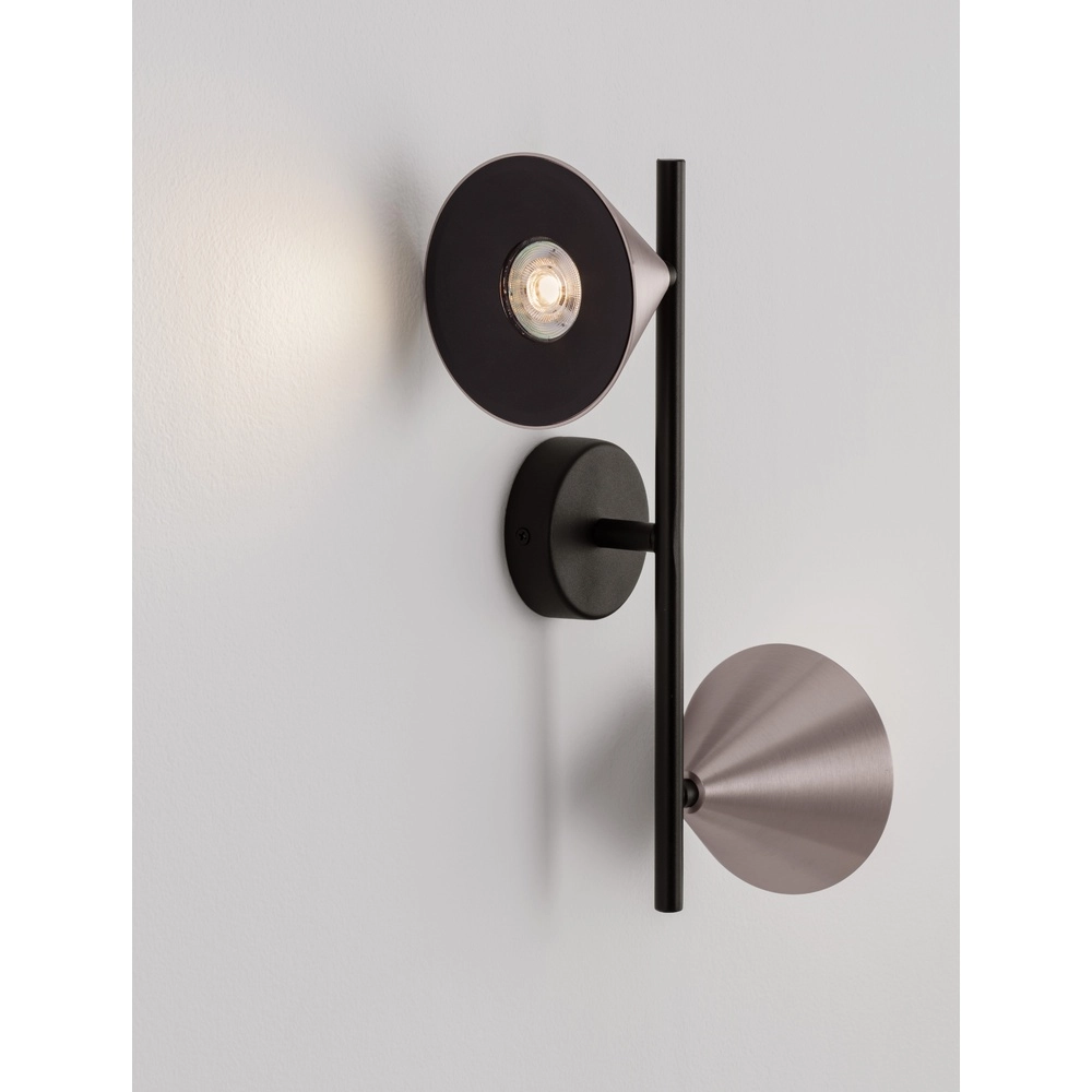 Wandlamp Conico dubbel zwart met koffiebruin Lyora 5212017475404
