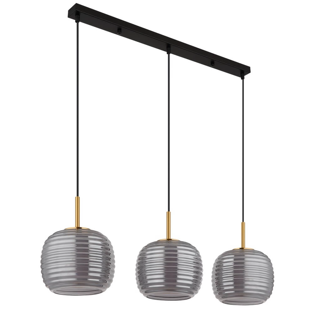 Design hanglamp Lampigna zwart met amber glas 3-lichts Globo 9007371471614