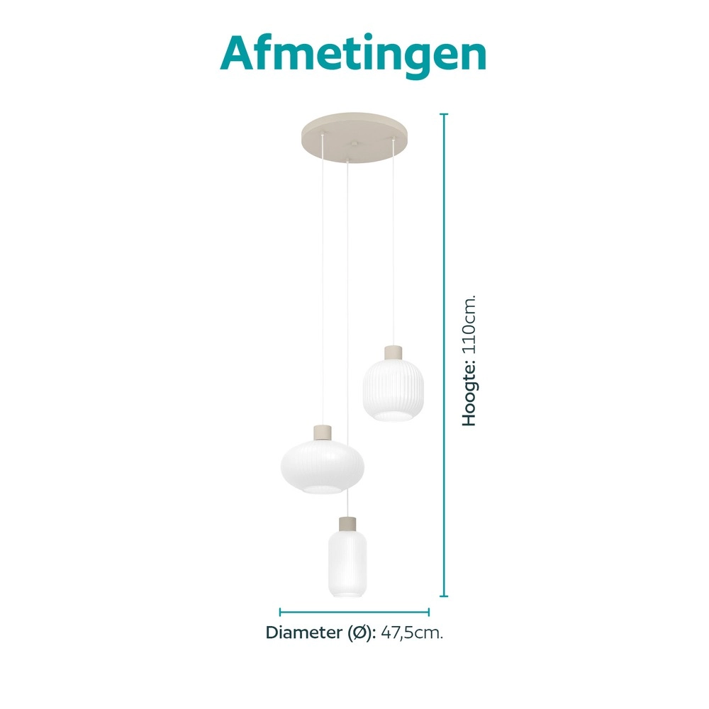 Design hanglamp Dasmina zand bruin met wit 3-lichts Eglo 9008606406357