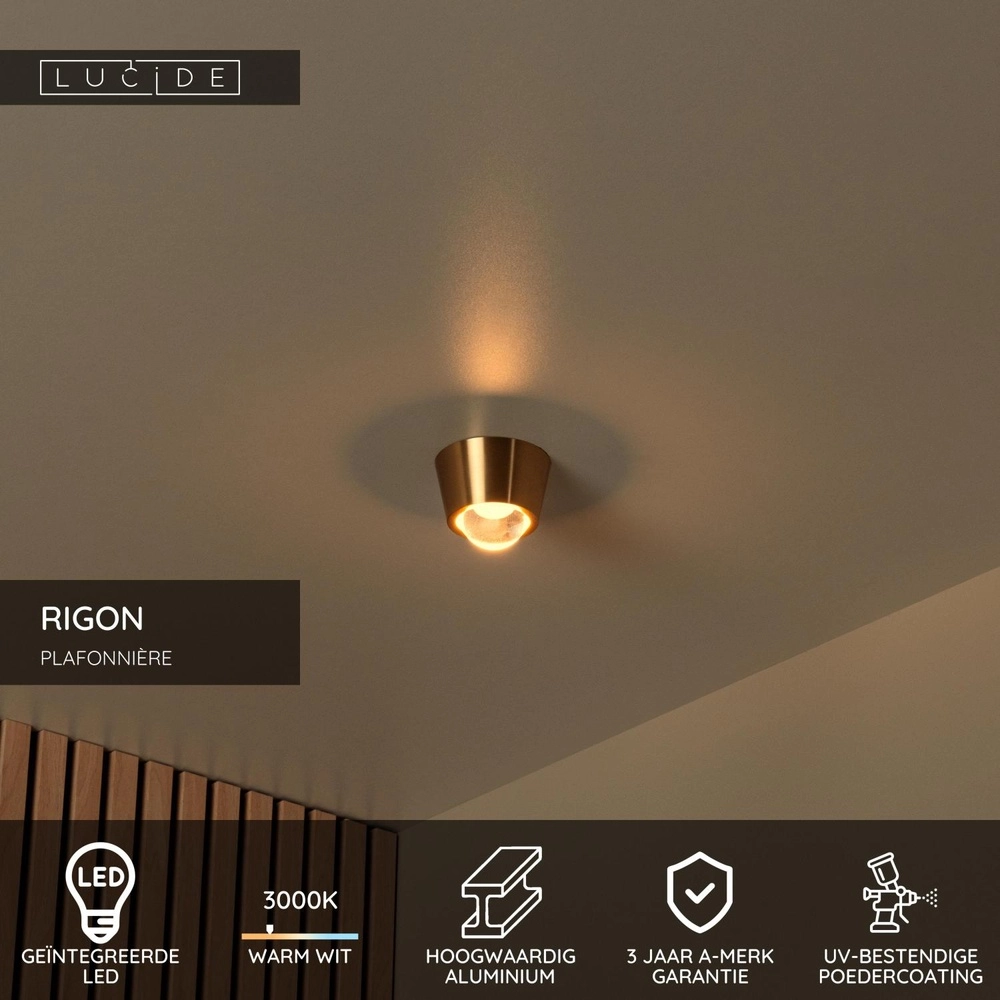 Plafondlamp Rigon goud Lucide 5411212040640