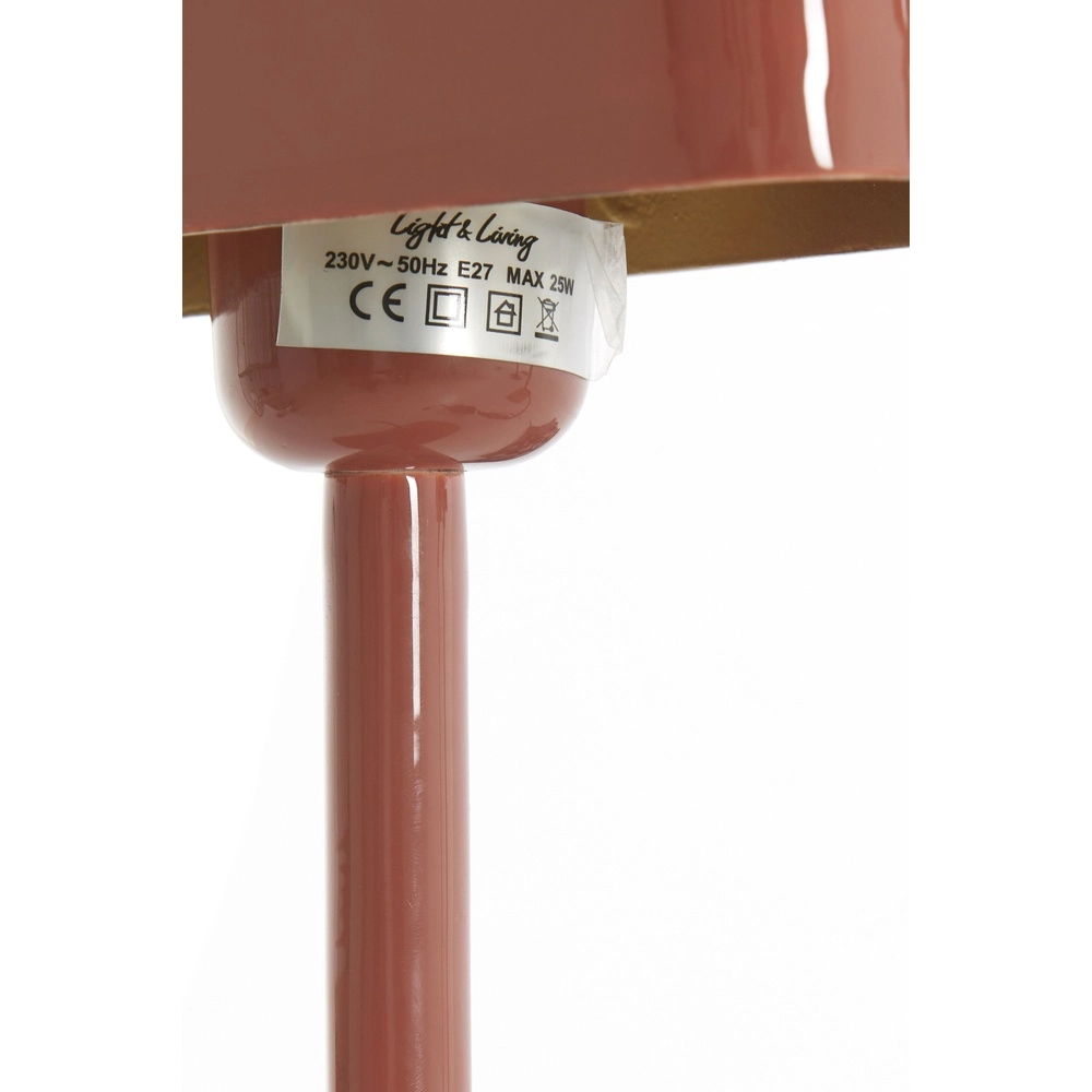 Nachtkastlamp Elenie 20x10cm - glans donker koraal Light & Living 8717807818708