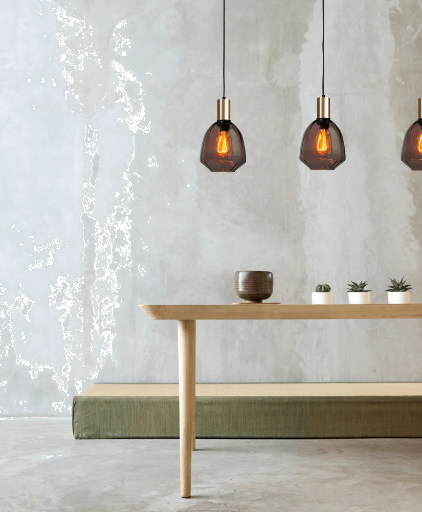 3-lichts hanglamp - goud - Porto met Nicolette red glazen Masterlight 8718121269696