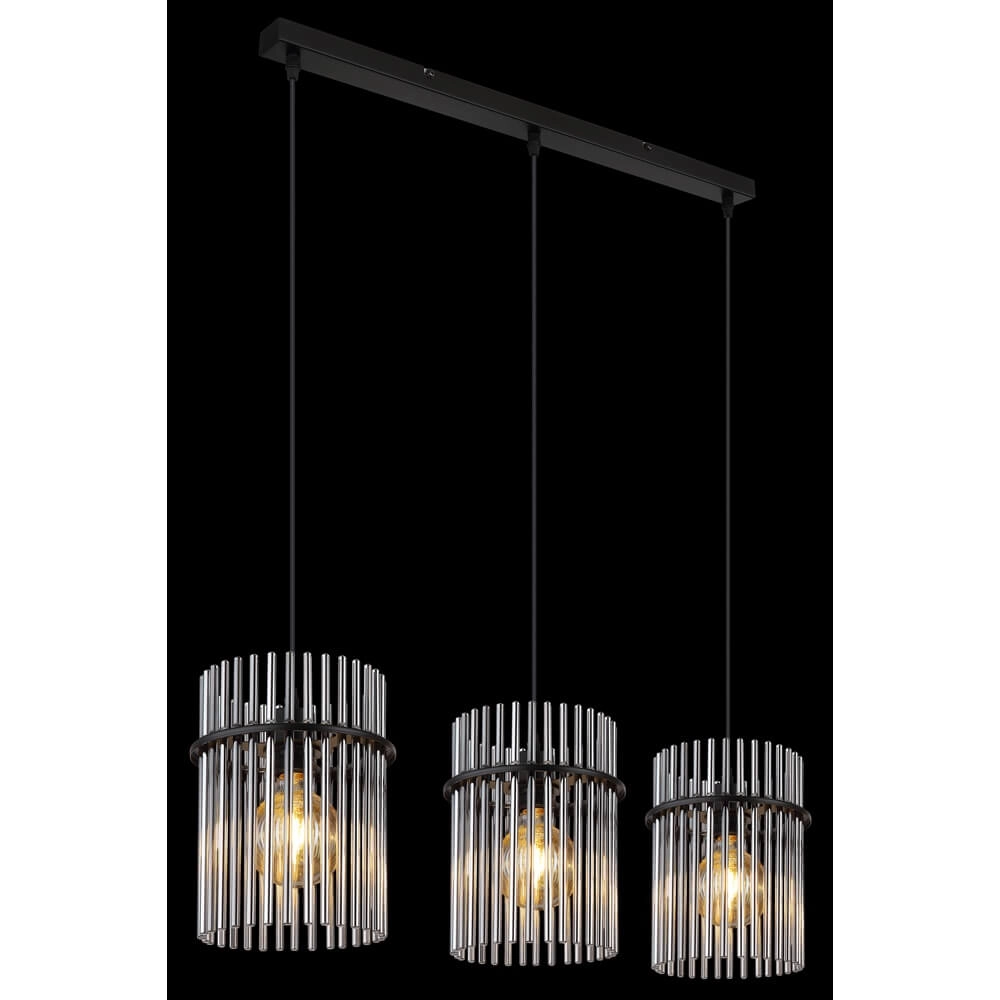 Zwarte hanglamp Gorley met smoke glas 3-lichts Globo 9007371445790