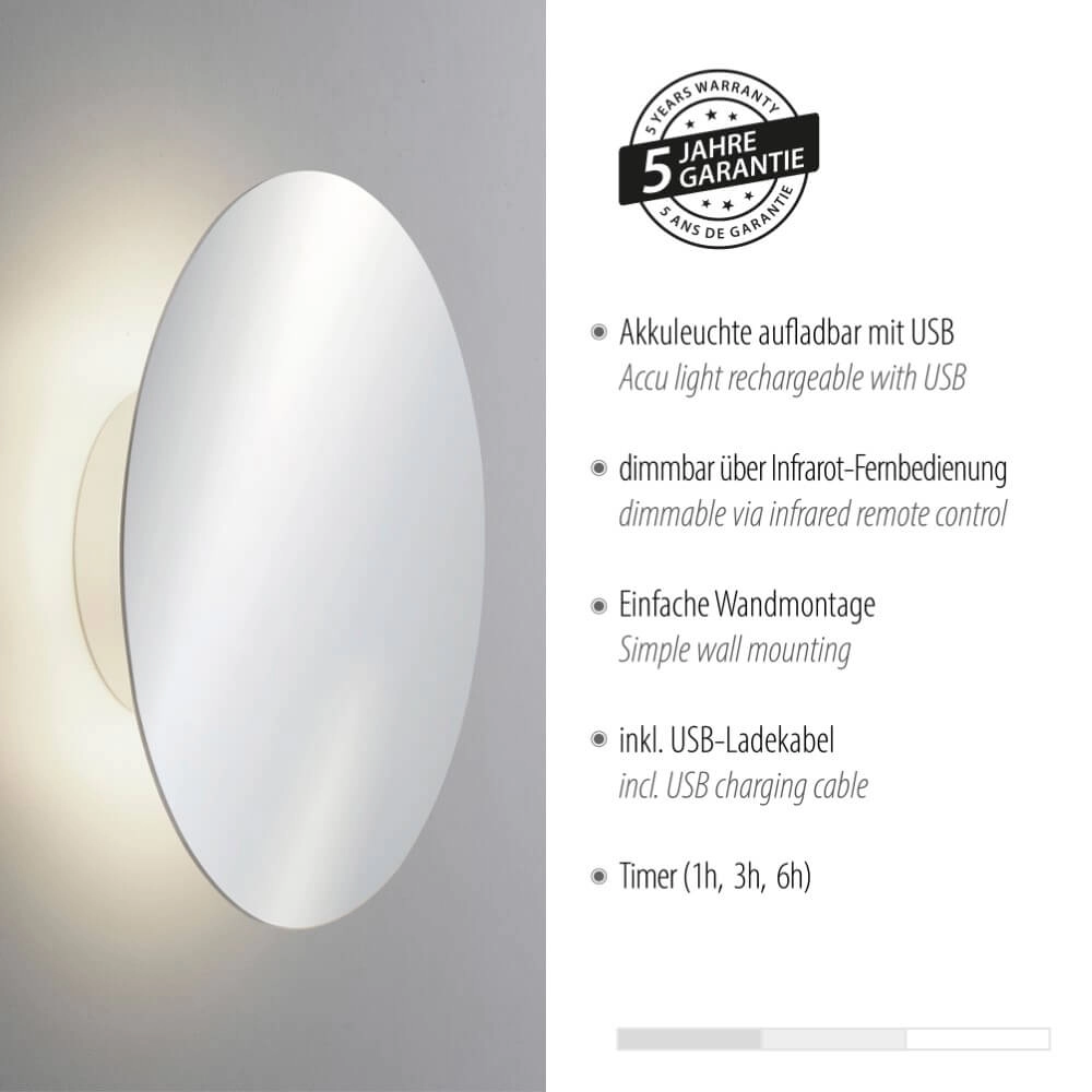 Design wandlamp Akku Puntua Ø 25cm chroom Paul Neuhaus 4012248375839