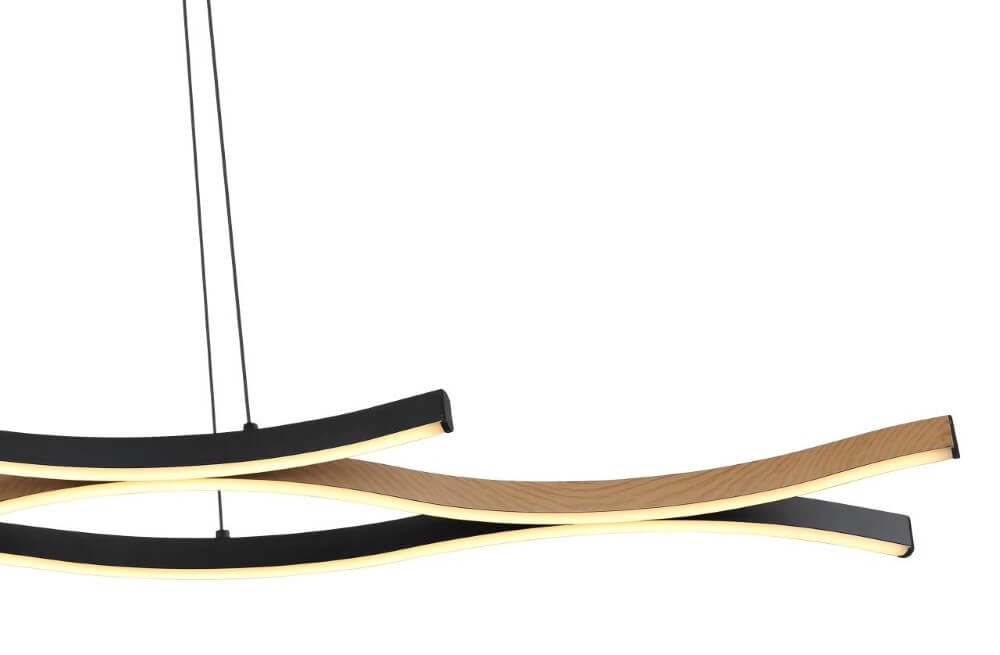 Hanglamp Geronimo zwart met hout Globo 9007371451043