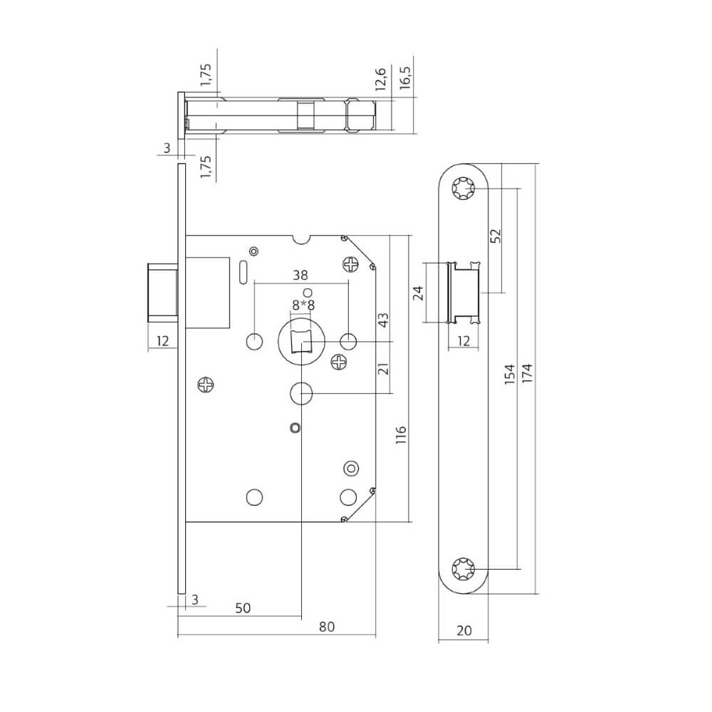 Slotkast loopslot Domus zwart afgerond Intersteel 8714186463079