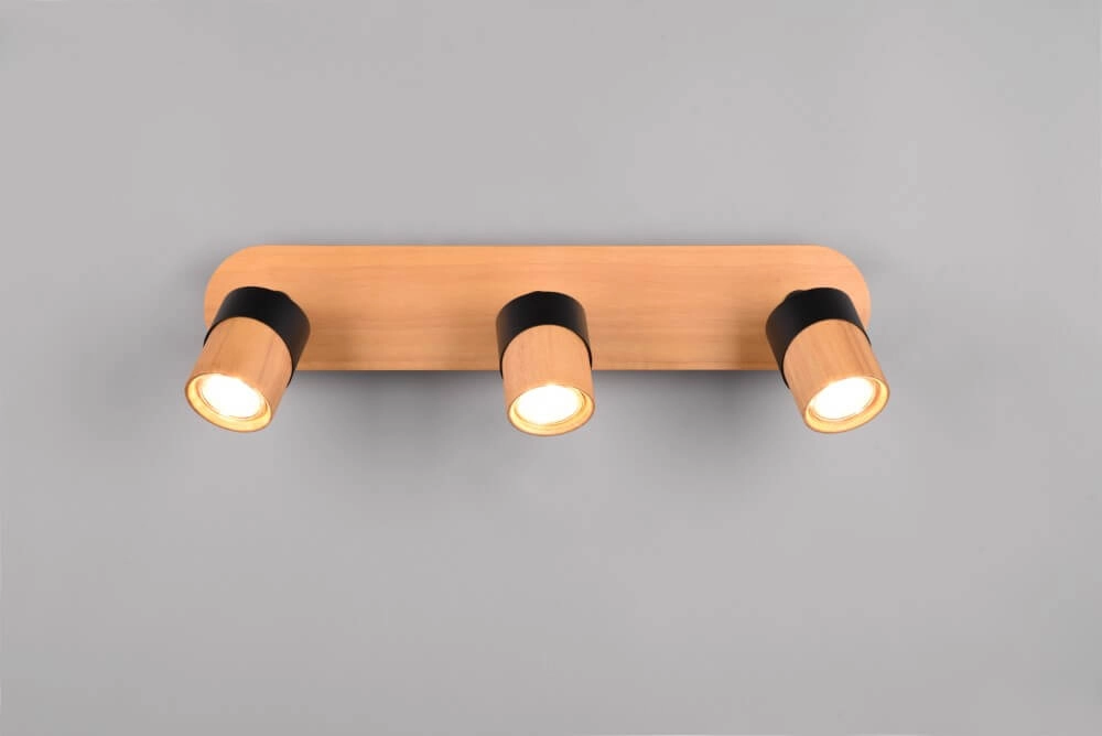 Plafondlamp hout met zwart Aruni 3-lichts Trio 4017807562231