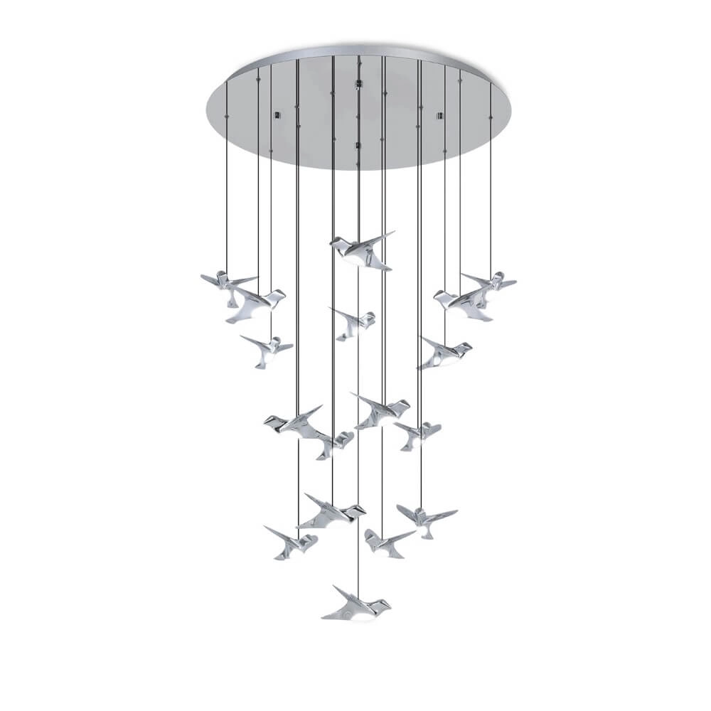 17-lichts hanglamp Paratebueno 1 chroom rond 17-lichts hanglamp Paratebueno 1 chroom rond