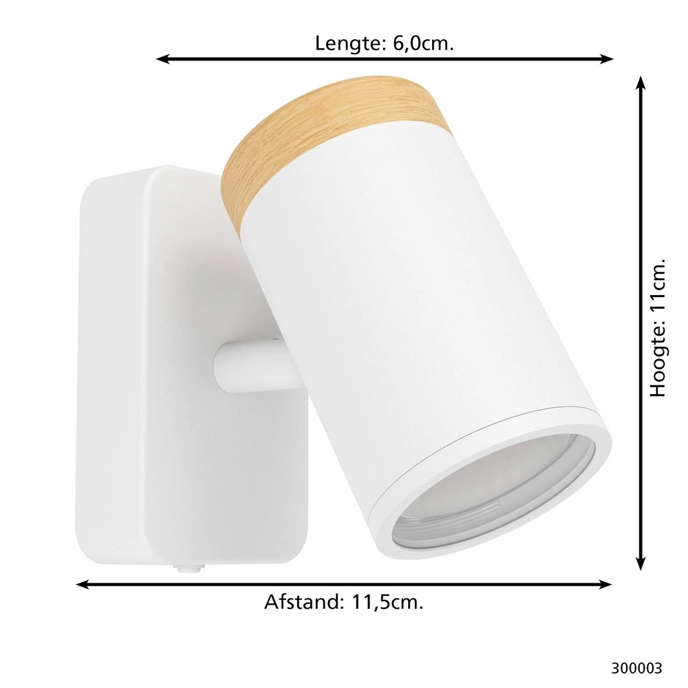 Wandlamp Consuma enkel wit met hout Eglo 9008606323678