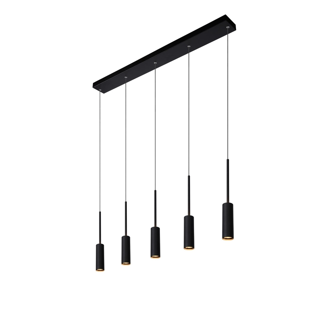 5-lichts design hanglamp Tubule zwart Lucide 5411212241870