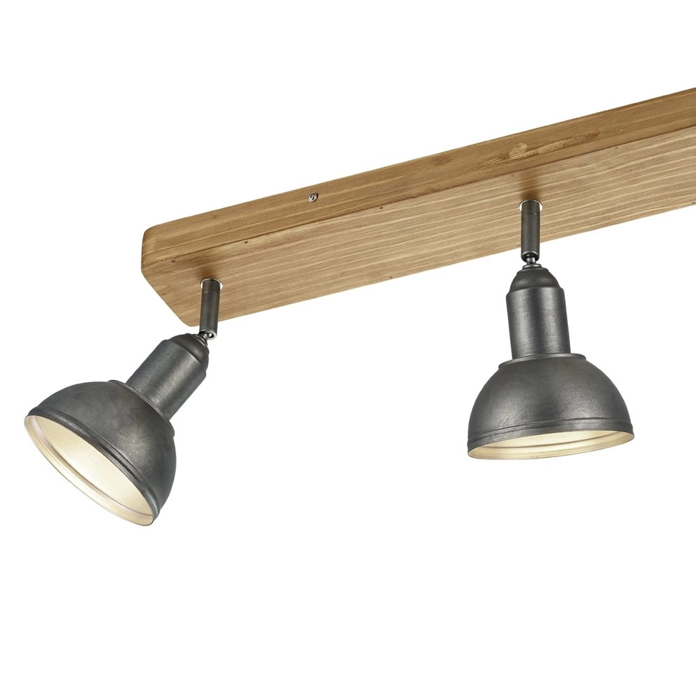 Houten plafondlamp Delhi 3-lichts spots antiek zilver Trio 4017807430219