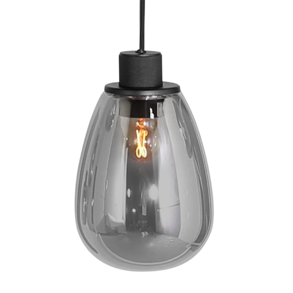 Eettafel hanglamp Reflexion zwart met rookglas Steinhauer 8712746172959